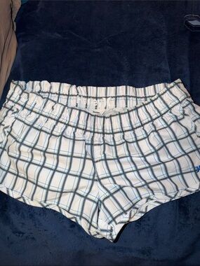 Hurley White Plaid Swim Shorts with Blue and Lime Accents